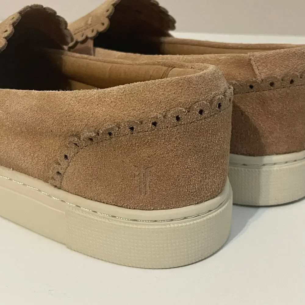 Frye Women’s Ivy Scallop Suede Slip On Sneakers Pale Blush Size 6.5